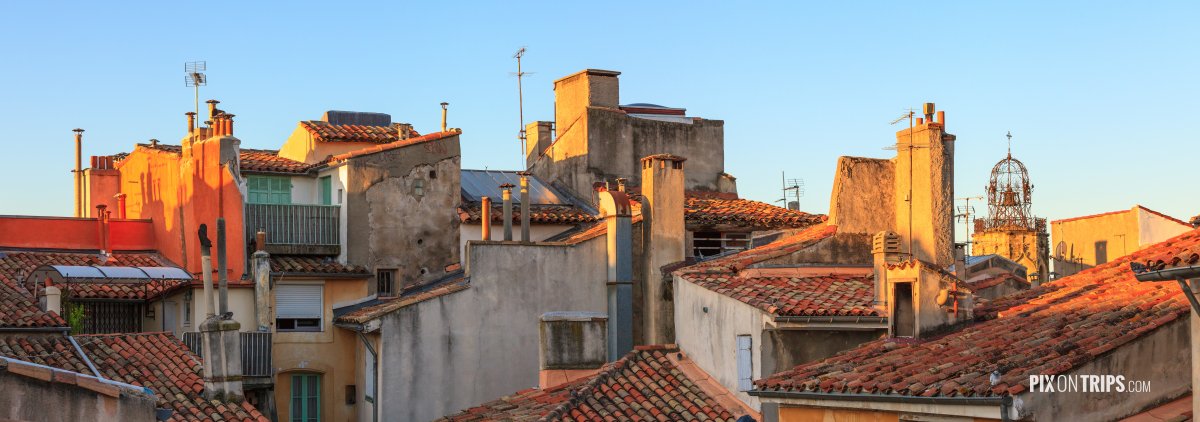 Panorama of roof-top of old buidlings in Aix-en-Provence, France - Pix on Trips