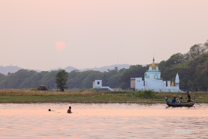 Near U Bein Bridge at sunset, Mandalay, Myanmar
