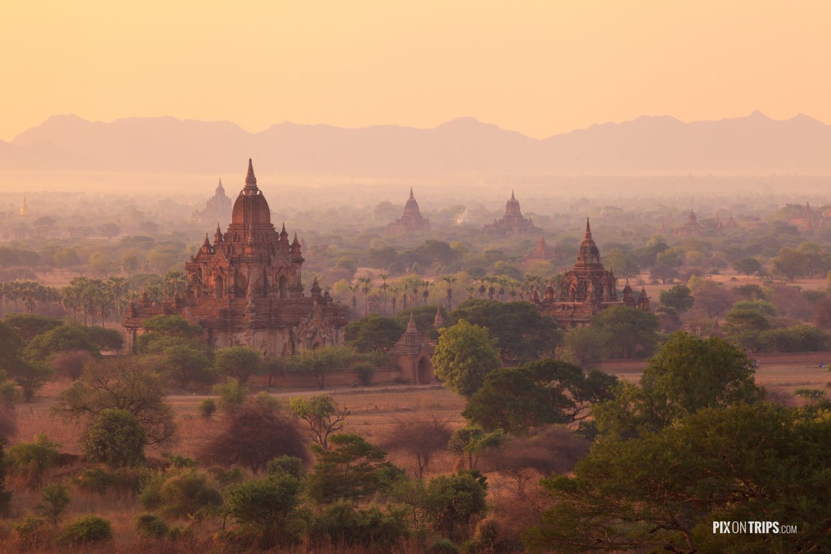 Misty sunrise from Shwesandaw Pagoda, Bagan, Myanmar - Pix on Trips