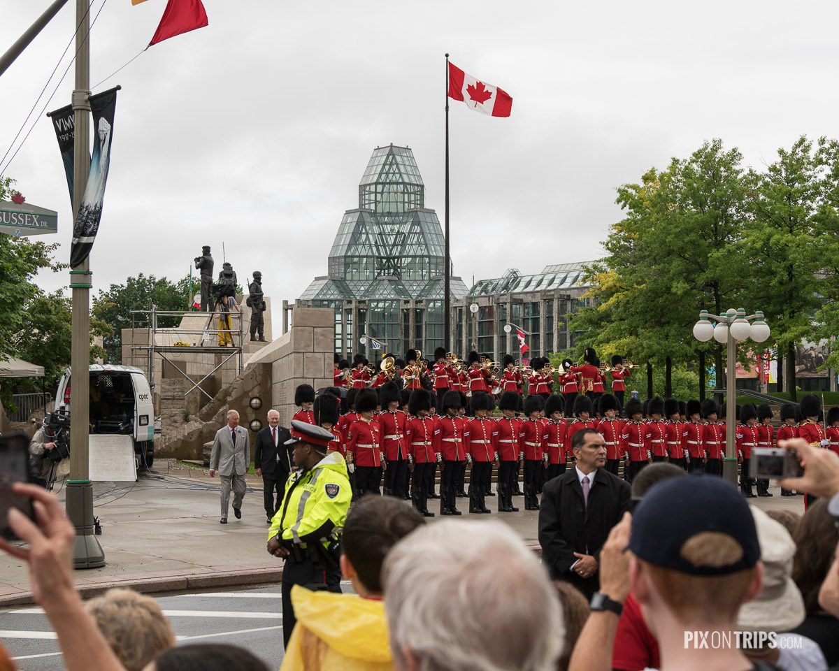 Governor General David Johnston and Charles Philip Arthur George, Prince of Whales inspect the guard on Canada Day in front the National Gallery of Canada - Pix on Trips